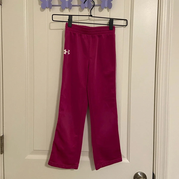 Under Armour girl’s dark pink straight cut sweatpants —‎ small - Picture 1 of 7